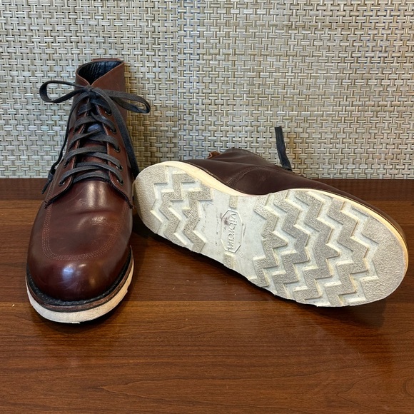 🌟3xHP🌟Broken Homme Jaime Dark Mahogany Brown Leather Lace Up Boots USA 9.5 - Picture 2 of 16